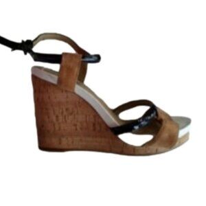 Geox Rasfina Cork Patent Wedge Sandal (Size 7.5)